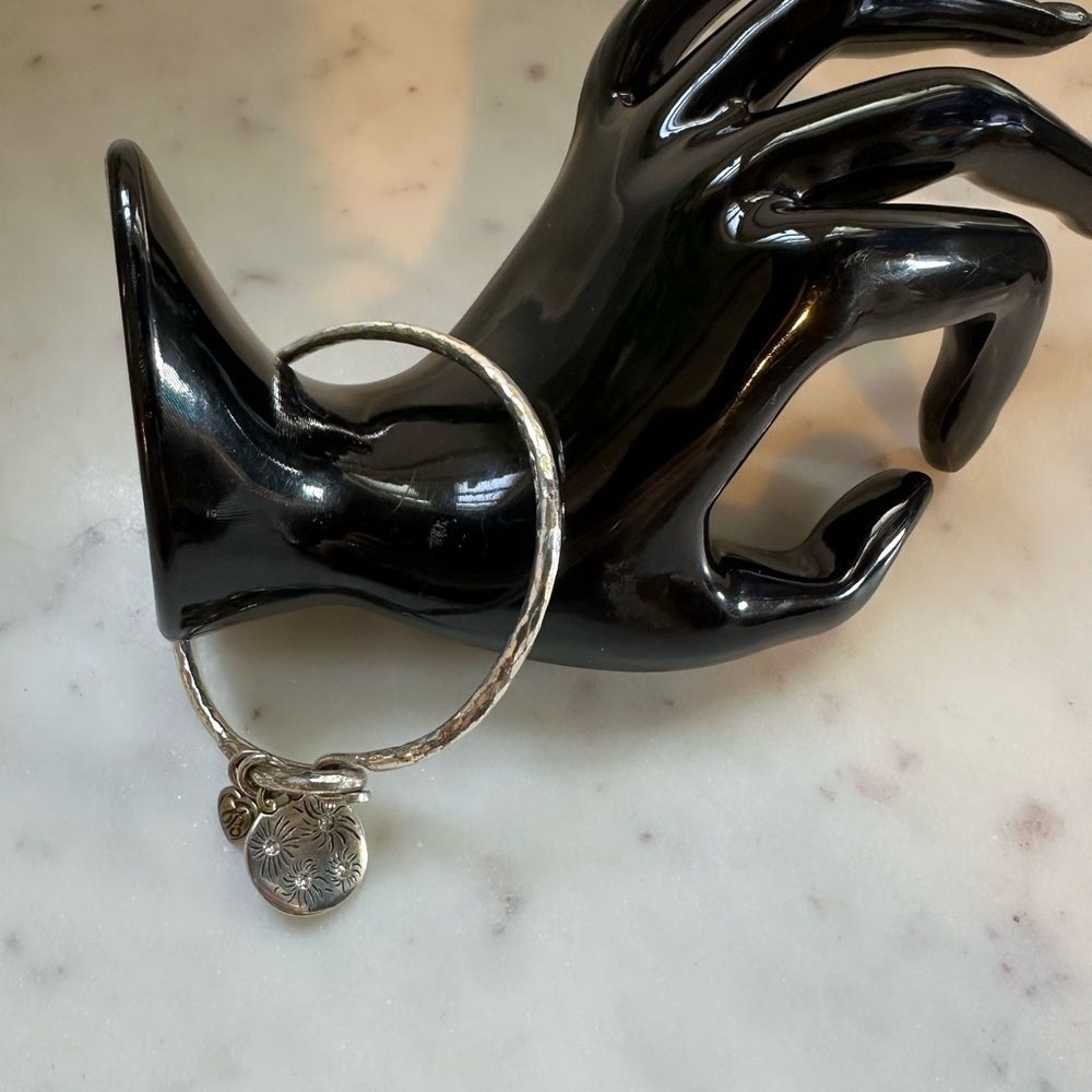 Brighton Celebrate Life Two Tone Bangle Charm Bracelet Hook Clasp